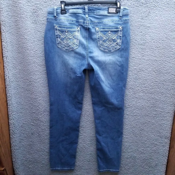 Earl Jeans Women's 12 Skinny Blue Bootcut Jeans Embroidered 32.5" 29" 9.75" - Picture 7 of 11